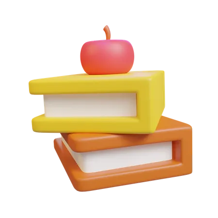 Apple And Book  3D Icon