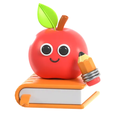 Apple and Book  3D Icon