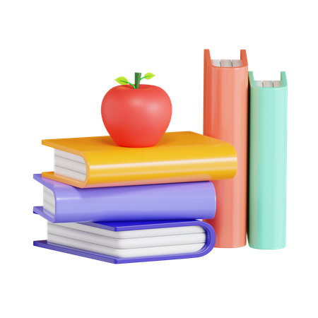 Apple and Book  3D Icon