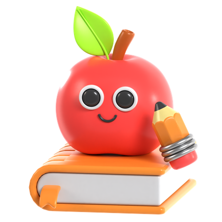 Apple and Book  3D Icon