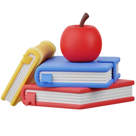 Apple And Book  3D Icon