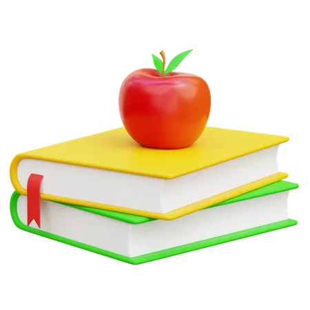 Apple and Book  3D Icon