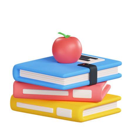 Apple And Book  3D Icon