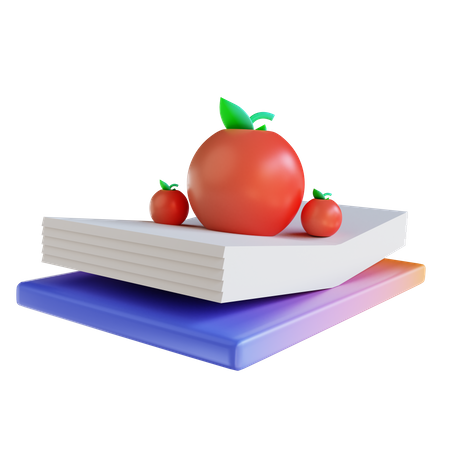 Apple And Book  3D Illustration