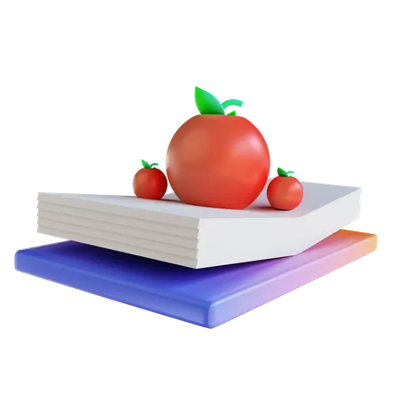 Apple And Book  3D Illustration