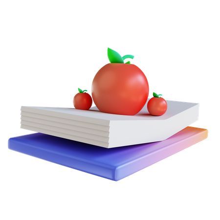 Apple And Book 3D Illustration