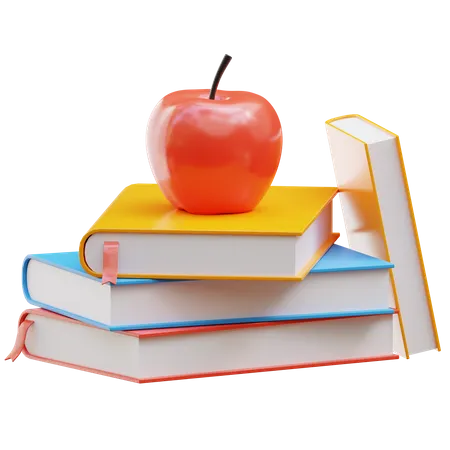 Apple and Book 3D Illustration