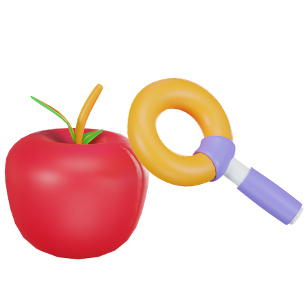 Apple And Magnifier  3D Icon