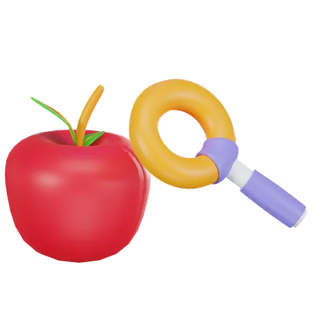 Apple And Magnifier 3 D 3D Icon
