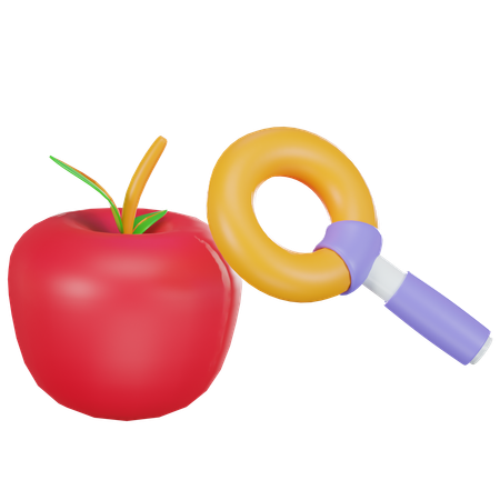 Apple And Magnifier  3D Icon