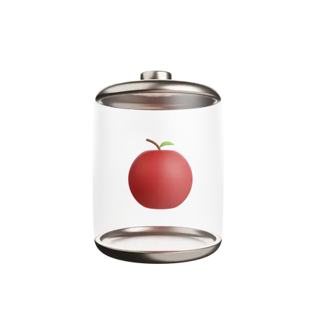 3 D Illustration Of Battery Icon Concept Apple Fruit 3D Illustration