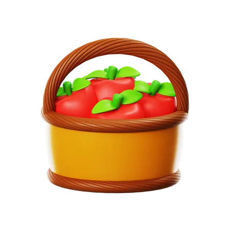 リンゴのバケツ  3D Icon