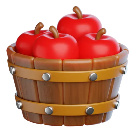 Apple Bucket  3D Icon