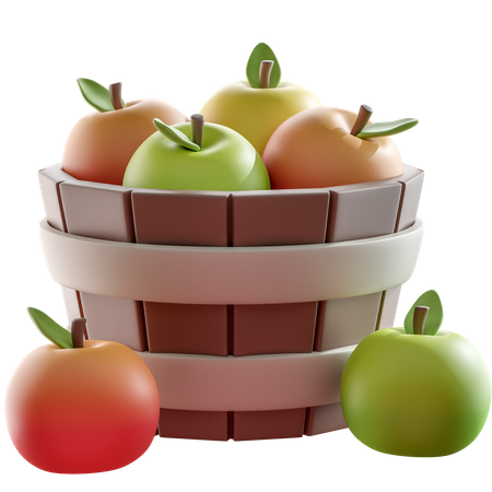 Apple Bucket  3D Icon