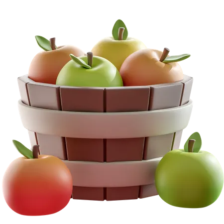 Apple Bucket  3D Icon