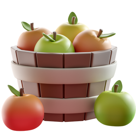 Apple Bucket 3D Icon
