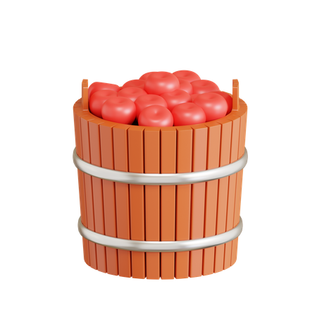 Apple Fruits Bucket  3D Icon
