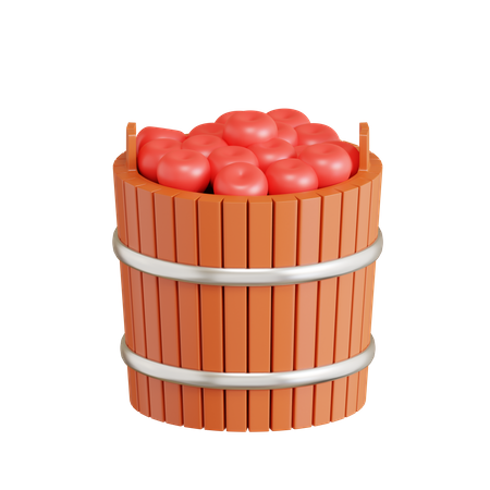 Apple Fruits Bucket  3D Icon