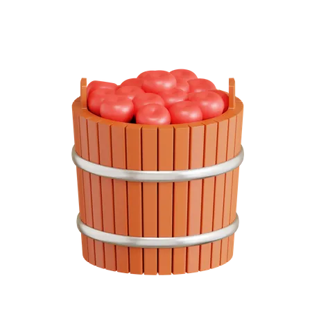Apple Fruits Bucket  3D Icon