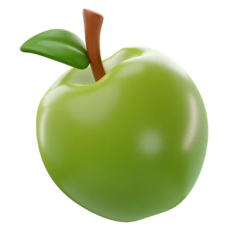 Adorable 3 D Rendering Of A Apple Green Icon 3D Icon