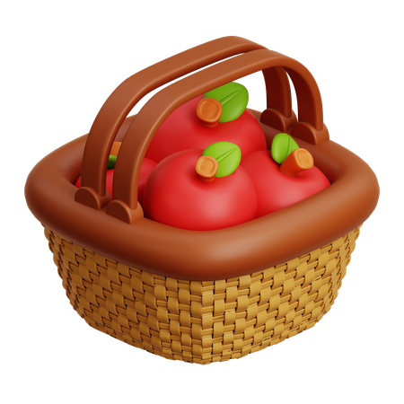 Apple In Basket  3D Icon