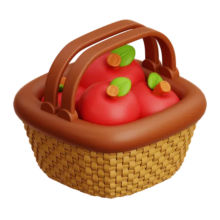 Apple In Basket  3D Icon