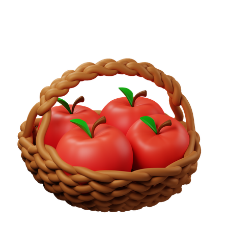 Apple In Basket  3D Icon