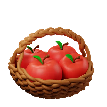 Apple In Basket  3D Icon