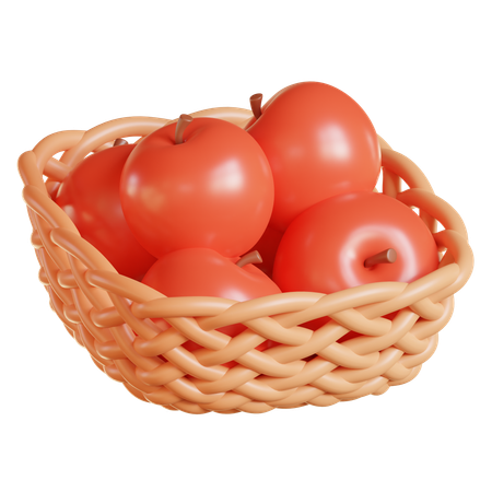 Apple In Basket  3D Icon