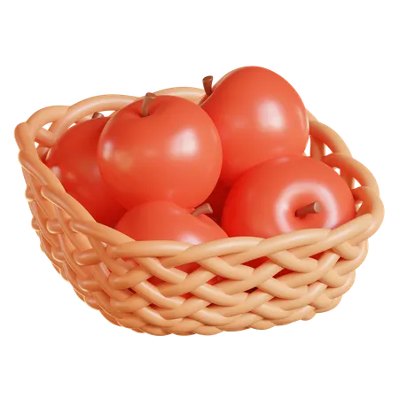 Apple In Basket  3D Icon
