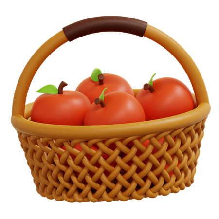 Apple In Basket  3D Icon