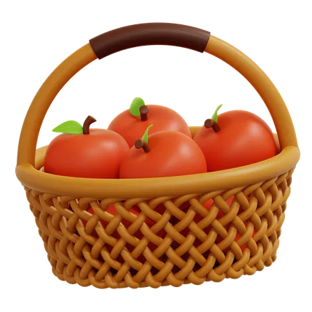 Apple In Basket  3D Icon