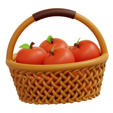 Apple In Basket  3D Icon