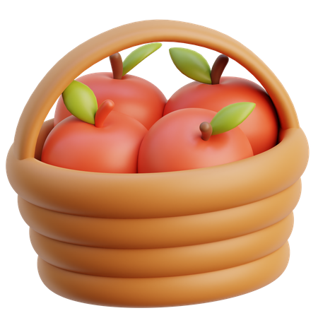 Apple In Basket  3D Icon