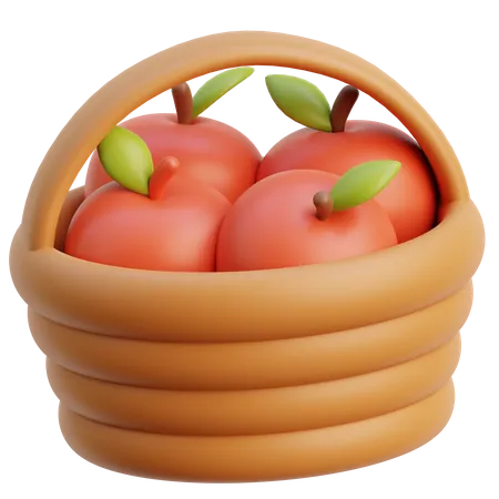 Apple In Basket  3D Icon