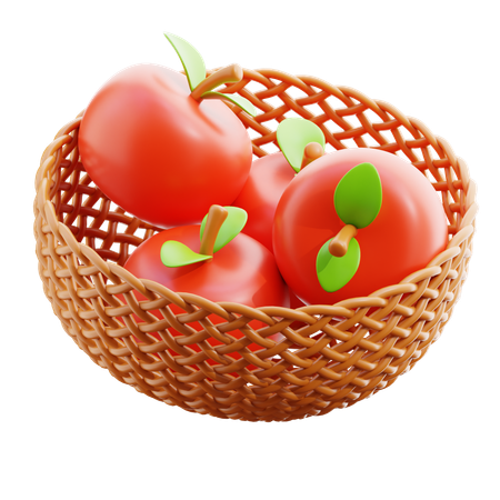 Apple in Bucket  3D Icon