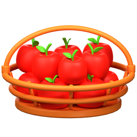 Apple In Bucket  3D Icon