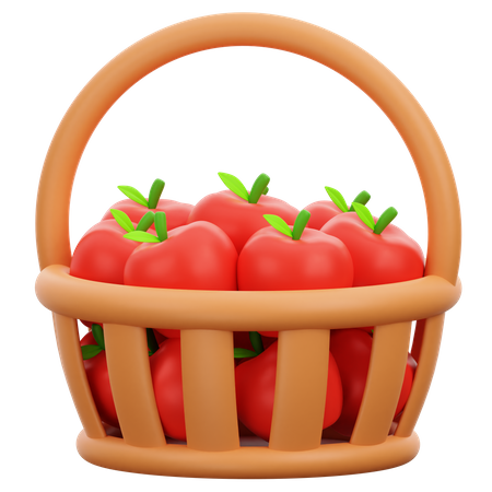 Apple In Bucket  3D Icon