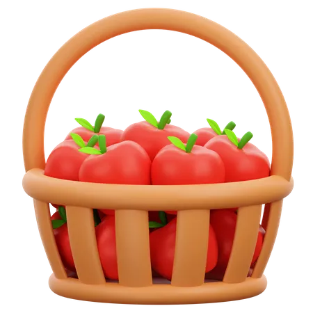 Apple In Bucket  3D Icon