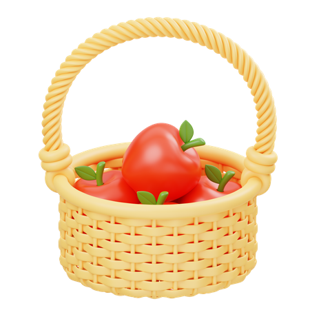 Apple in Bucket  3D Icon