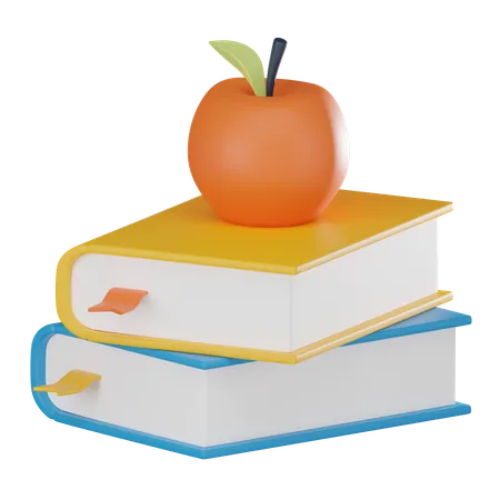 Knowledge With This Creative Featuring An Iconic Apple And Books Perfect For Educational Concepts And Modern Design Projects 3 D Render Illustration 3D Icon