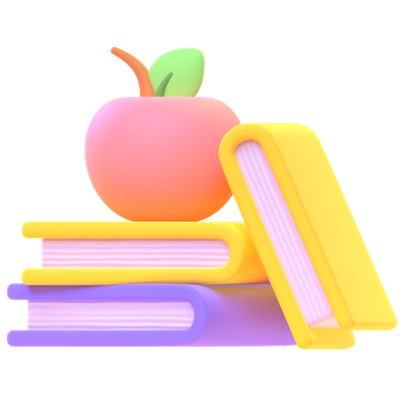 Apple On Books  3D Icon