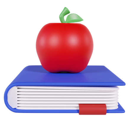 Apple On Books  3D Icon
