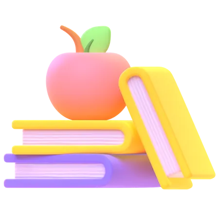 Apple On Books 3D Icon