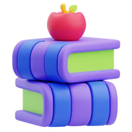 Apple On Books  3D Icon