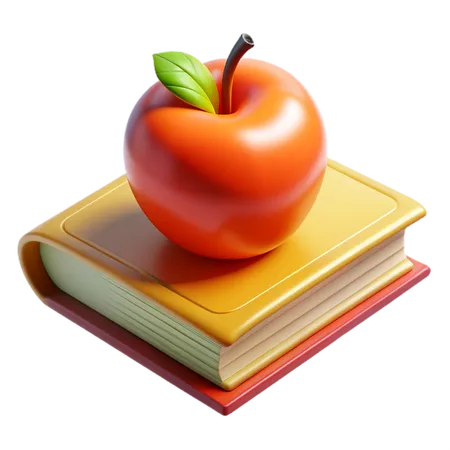 Apple on the book  3D Icon