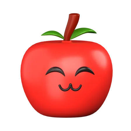 Cute Apple Smile 3 D Cute Food Icon 3D Icon