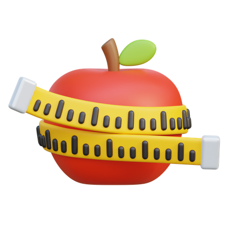 테이프 측정기를 든 사과  3D Icon