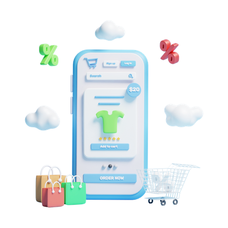 Application d'achat mobile  3D Icon