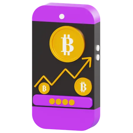 Application de trading de bitcoins  3D Illustration